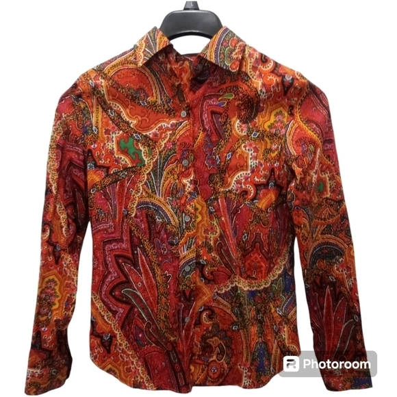 Lauren Ralph Lauren Tops - Lauren Ralph Lauren Button Down Baroque Print Blouse Size PS Petite